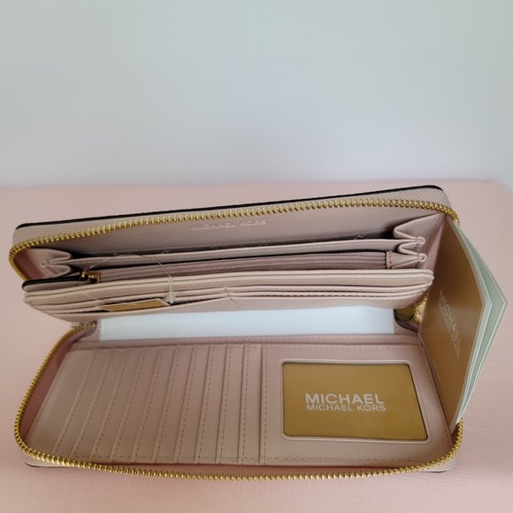 MICHAEL KORS Signature Logo Jet Set Travel Continental Wallet/Wristlet-Pwr Blush - Picture 12 of 16